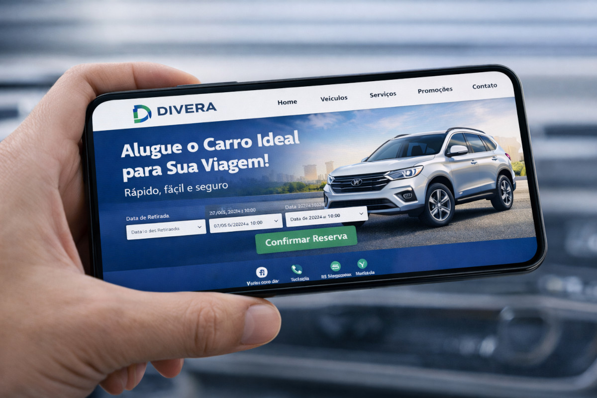 Site para locadora de veículos acessível pelo celular